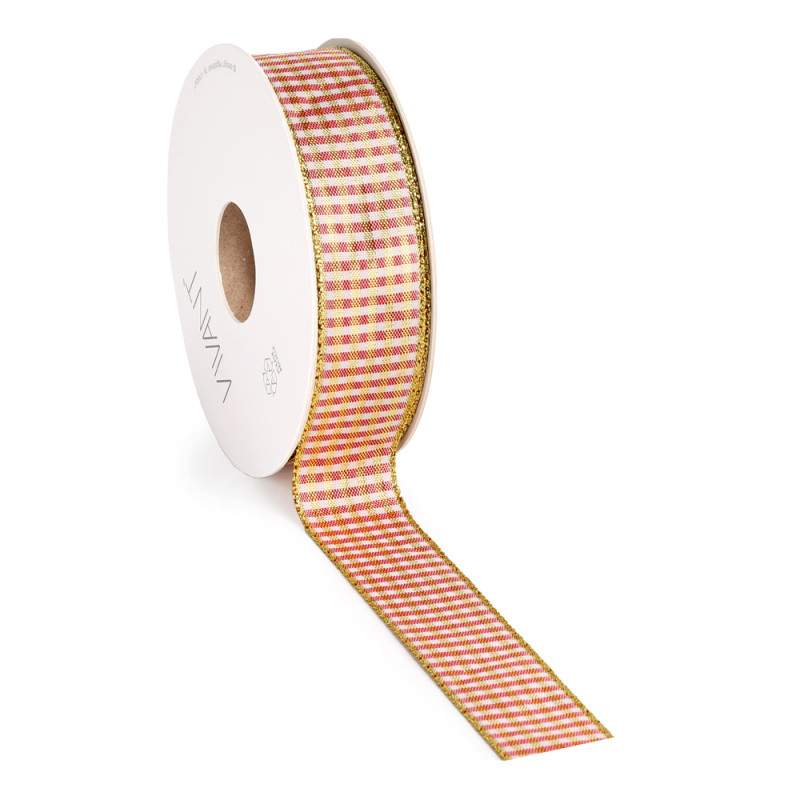 Nastro Tessuto Quadretti Oro