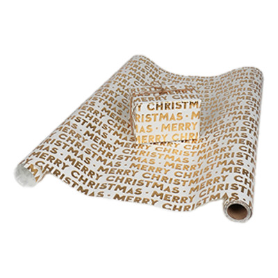 Bobina Carta Regalo Con Scritte Merry Christmas Oro 2