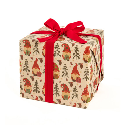 Bobina Carta Regalo Kraft Gnomi Natale
