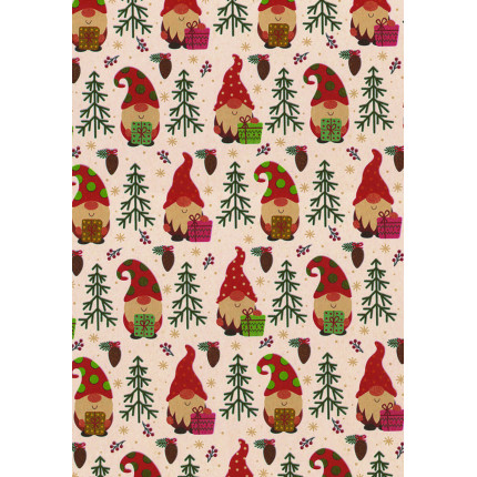 Bobina Carta Regalo Kraft Gnomi Natale