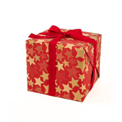 Bobina Carta Regalo Kraft Stelle Oro