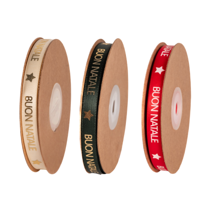 Nastro Doppio Raso Buon Natale Con Stelle