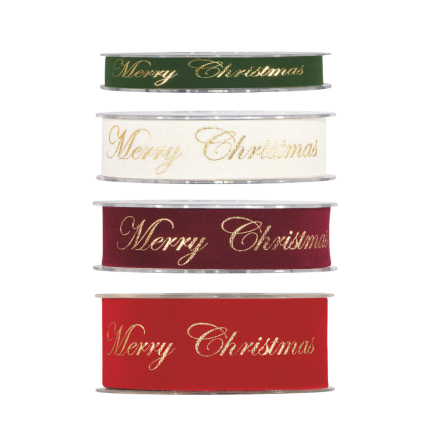 Nastro Velluto Merry Christmas Oro