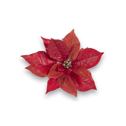 Stella di Natale Rossa con Clip 16cm