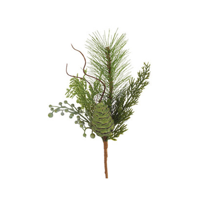 Pick Ramo di Pino Con Pigna Verde 28cm