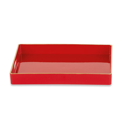 Vassoio Rosso Con Bordo Oro