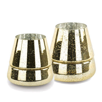 Portacandela in Vetro Oro