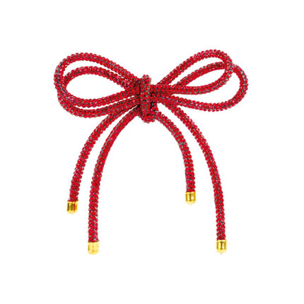 Fiocco Rosso con Strass 13cm