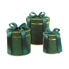 Scatola Tonda in Velluto Verde con Strass
