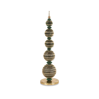 Decorazione da Appoggio Natalizia in Velluto Verde e Oro 40cm