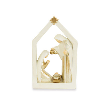 Natività Bianca con Stella Oro 15cm