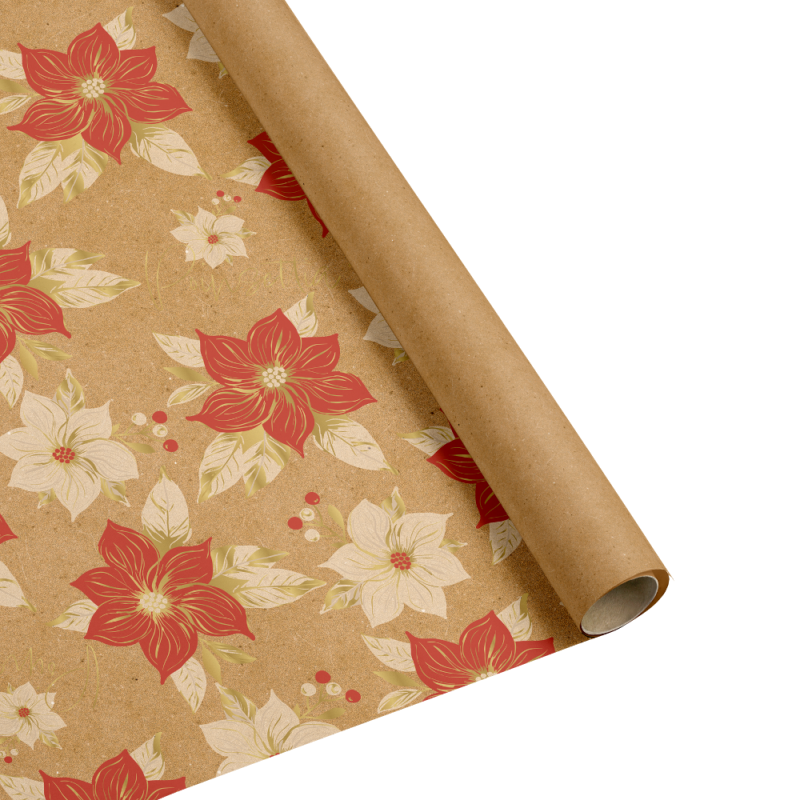 Bobina Carta Kraft Stelle di Natale