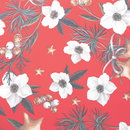 Fogli Carta Polipropilene White Christmas Rosso