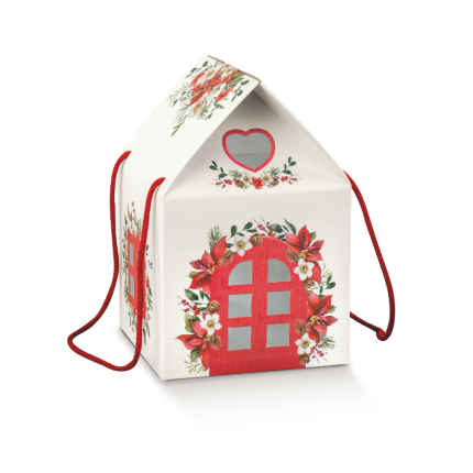 Scatola Portapanettone Casetta con Cordini