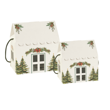 Portapanettone Casetta Maison Bianca con Cordini. Incartare