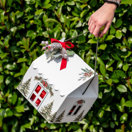 Portapanettone Casetta Maison Bianca con Cordini