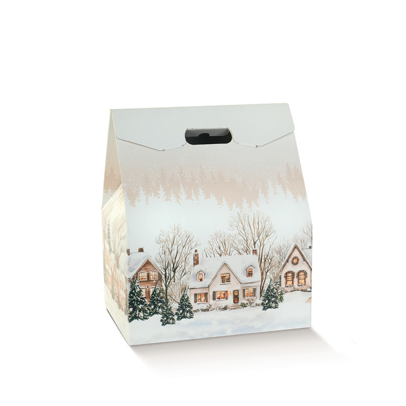 Baulotto Portapanettone e Bottiglia Xmas Village