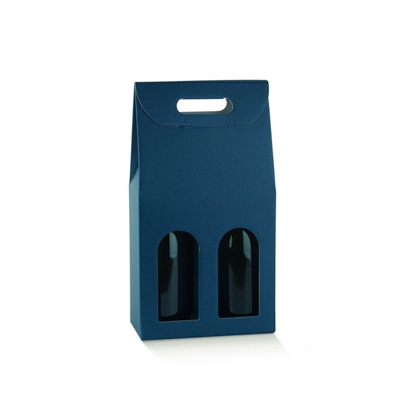 Scatola per Due Bottiglie in Cartoncino con Maniglia