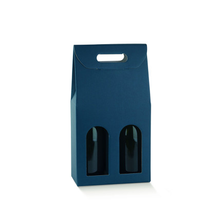 Scatola per Due Bottiglie in Cartoncino con Maniglia Scatola per Due Bottiglie in Cartoncino con Maniglia