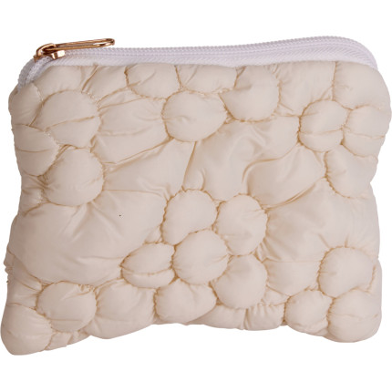 Pochette in Nylon Bianca con Fiori 10cm