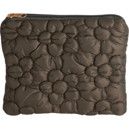 Pochette in Nylon Marrone con Fiori 21cm