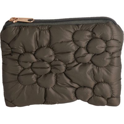 Pochette in Nylon Marrone con Fiori 10cm