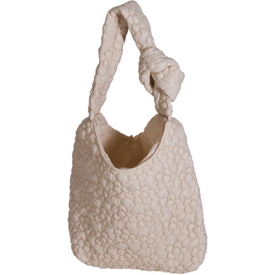 Borsa a Spalla in Nylon Bianca con Fiori