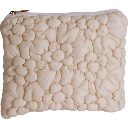 Pochette in Nylon Bianca con Fiori 21cm