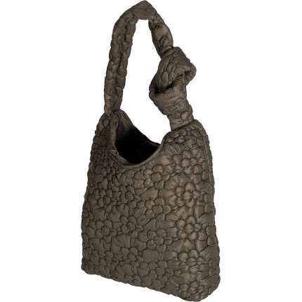 Borsa a Spalla in Nylon Marrone con Fiori