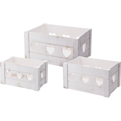 Cassetta in Legno Bianco con Cuori