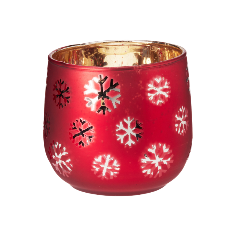 Porta T-Light in Vetro Rosso