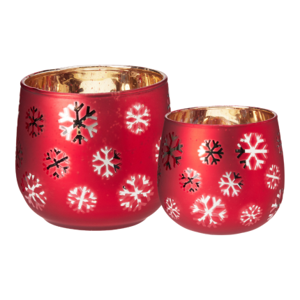 Porta T-Light in Vetro Rosso