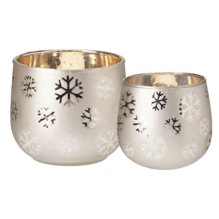 Porta T-Light in Vetro Argento