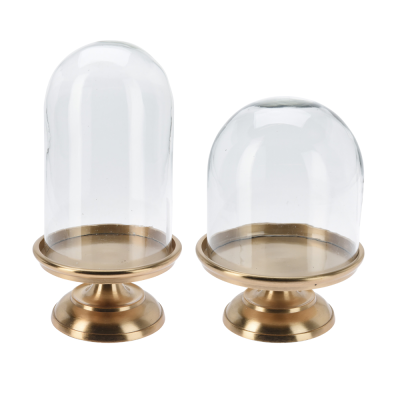Alzata Oro con Cloche in Vetro