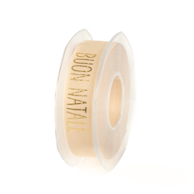 Nastro in raso opaco Buon Natale oro