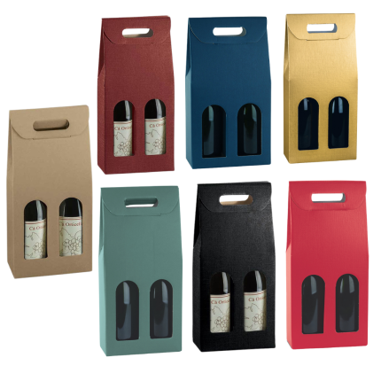 Scatola con Maniglia per Due Bottiglie Scatola con Maniglia per Due Bottiglie