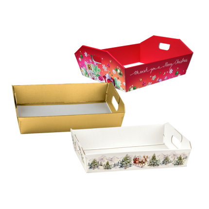 Cesto in Cartoncino Fantasia Natalizia Cesto in Cartoncino Fantasia Natalizia