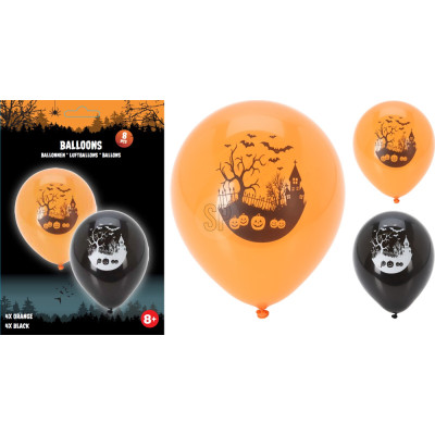 Palloncini Halloween Arancio e Neri (8 Pezzi)