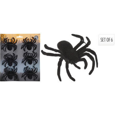 Ragno Nero Peloso - Decorazione Halloween (6 Pezzi)