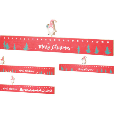 Calendario dell'Avvento in Legno Rosso con Gnomo
