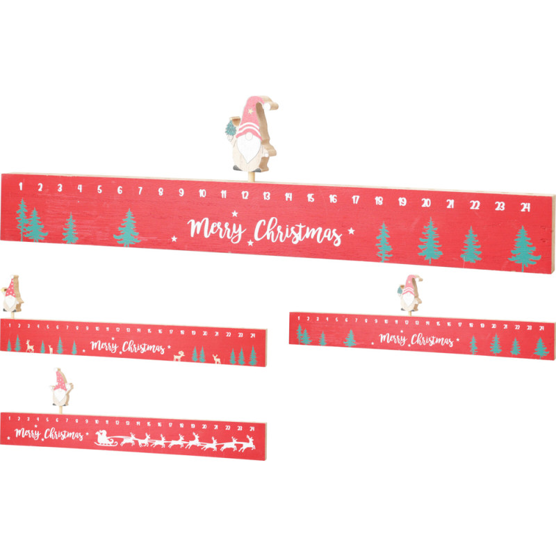Calendario dell'Avvento in Legno Rosso con Gnomo