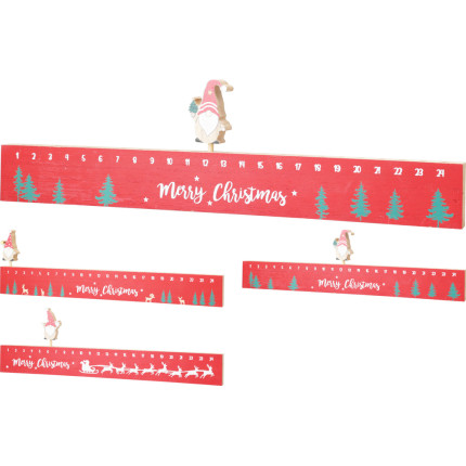 Calendario dell'Avvento in Legno Rosso con Gnomo Calendario dell'Avvento in Legno Rosso con Gnomo