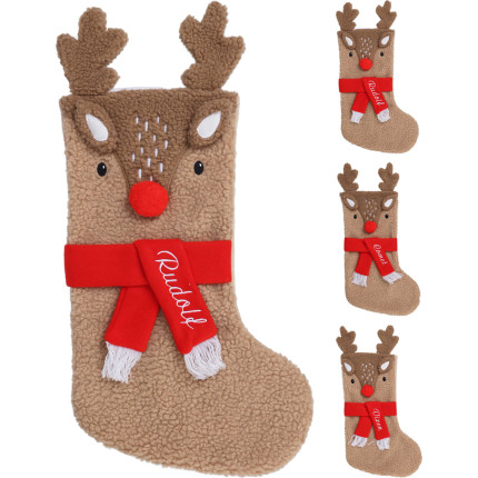 Calza Natale Renna con Sciarpa 55cm