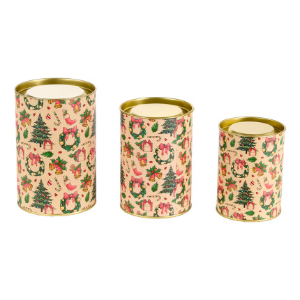 Scatola Natalizia Panna Coperchio in Metallo