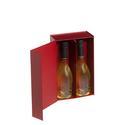 Scatola Bordeaux con Calamita per Due Bottiglie