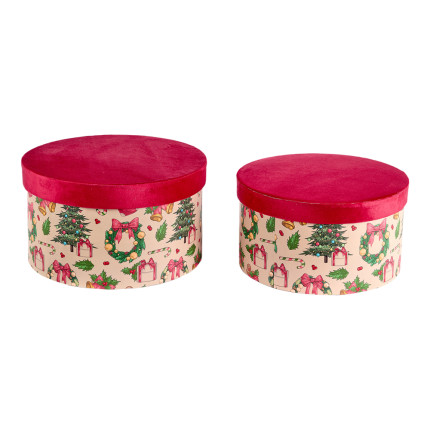 Scatola Fantasia Natalizia Ghirlande e Pini Coperchio Velluto Scatola Fantasia Natalizia Ghirlande e Pini Coperchio Velluto