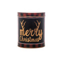 Scatola in Latta Merry Christmas Fantasia Scozzese Marrone