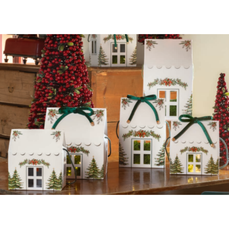 Portapanettone Casetta Maison Bianca con Cordini