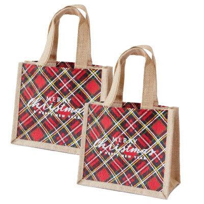 Shopper in Juta tartan Merry Christmas
