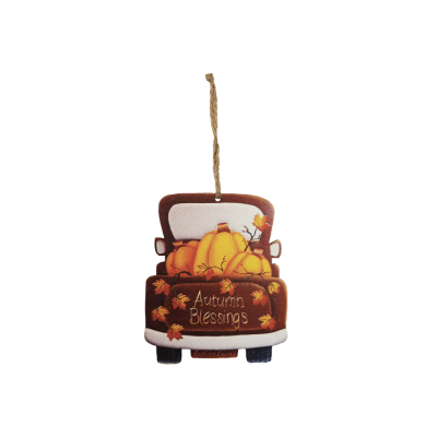 Decorazione Pendente In Legno Pick Up con Zucche (6 Pezzi)